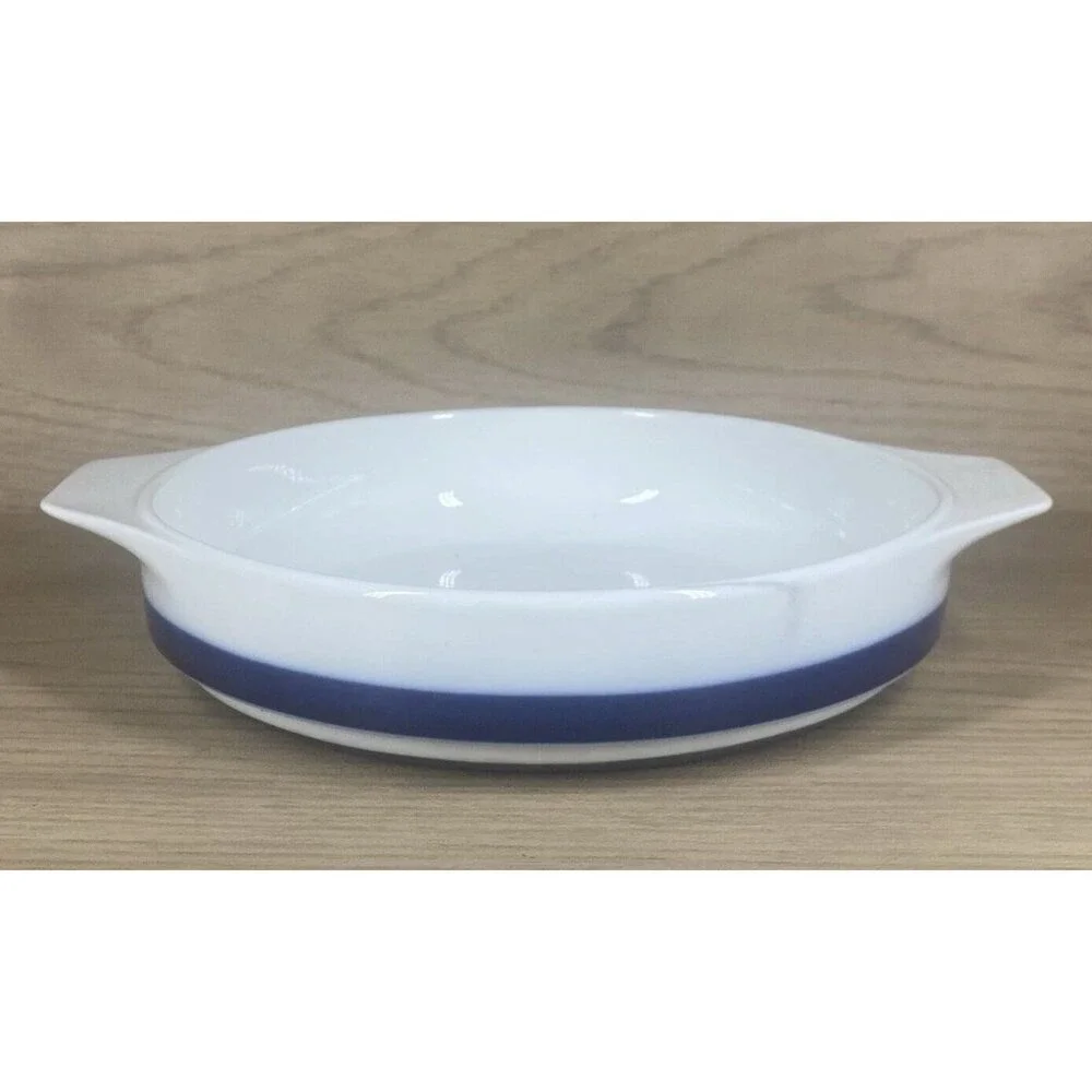 Thomas Flammfest Germany Round Oven Dish Handles White Navy Farmhouse Cottage 8